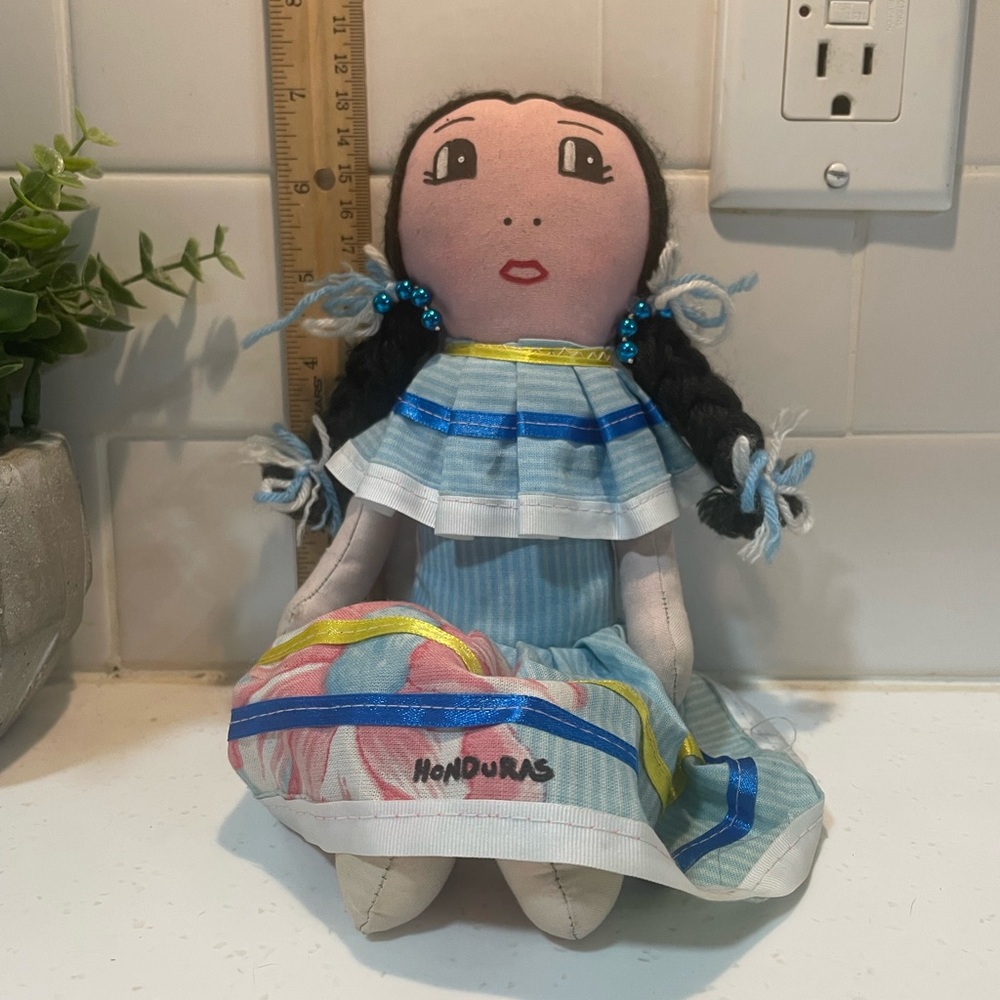 Handcrafted Honduras Doll with Blue Dress